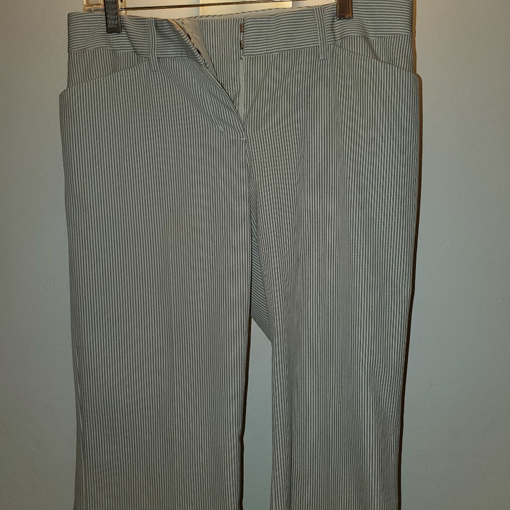 NWOT Express Olive Grey Tan/Ivory Pinstripe Pants